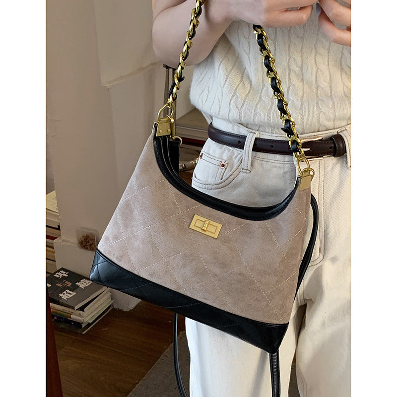 Quilted Suede Hobo Handbag Kalsten