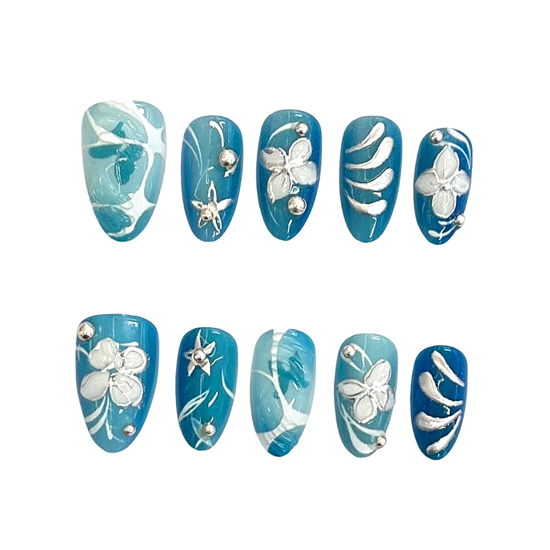 Artistic Floral-Patterned Press-On Nail Set Kalsten