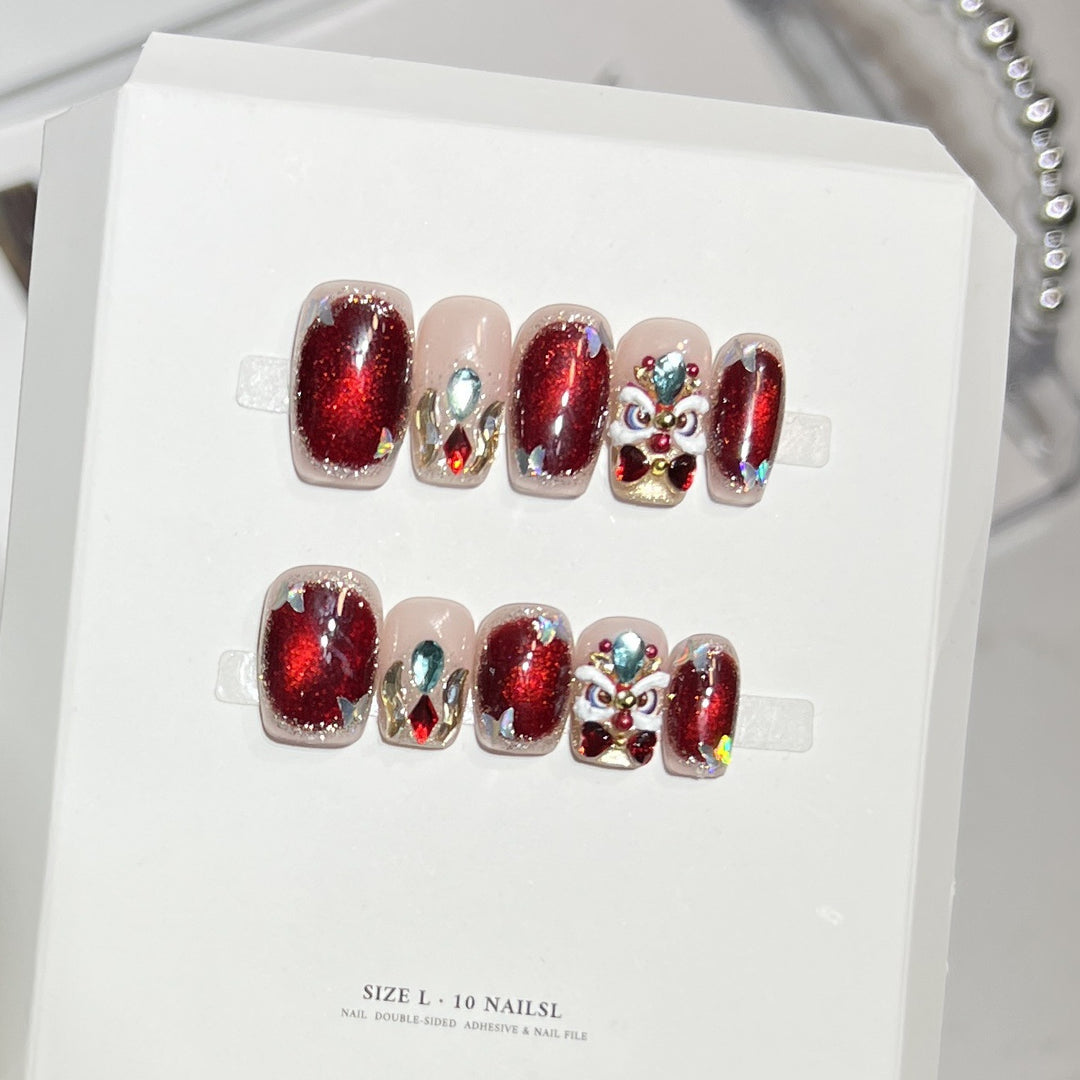 Artistic Press-On Nail Set with Elegant Floral Design Kalsten