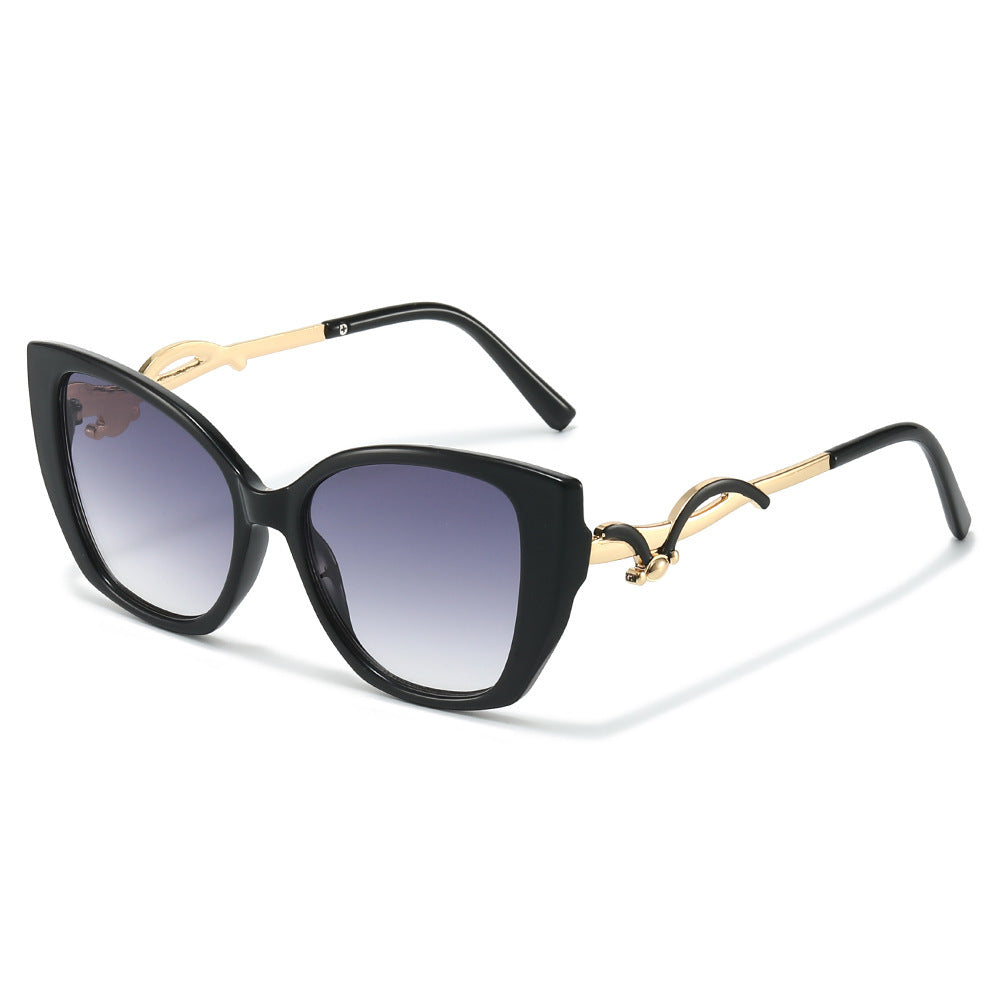 Oversized Geometric Cat-Eye Sunglasses with Gold Accents Kalsten