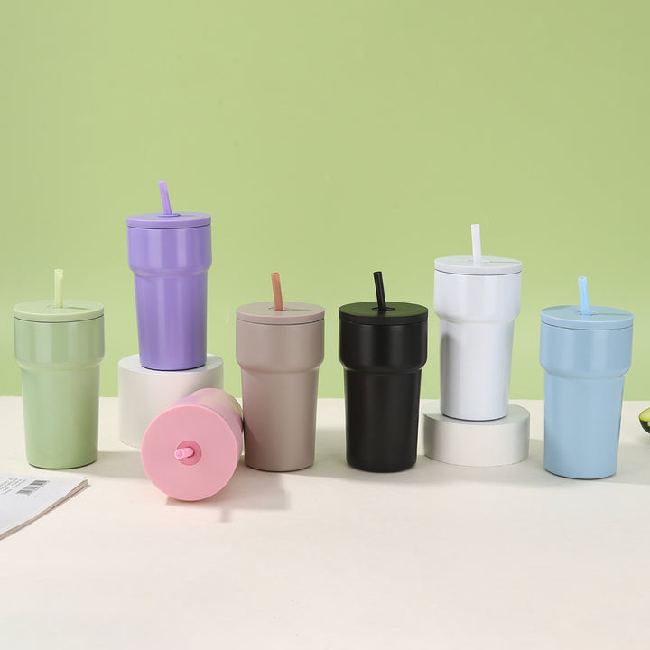 Unisex Insulated Drinking Cup with Dust Protection Lid and Straw Kalsten