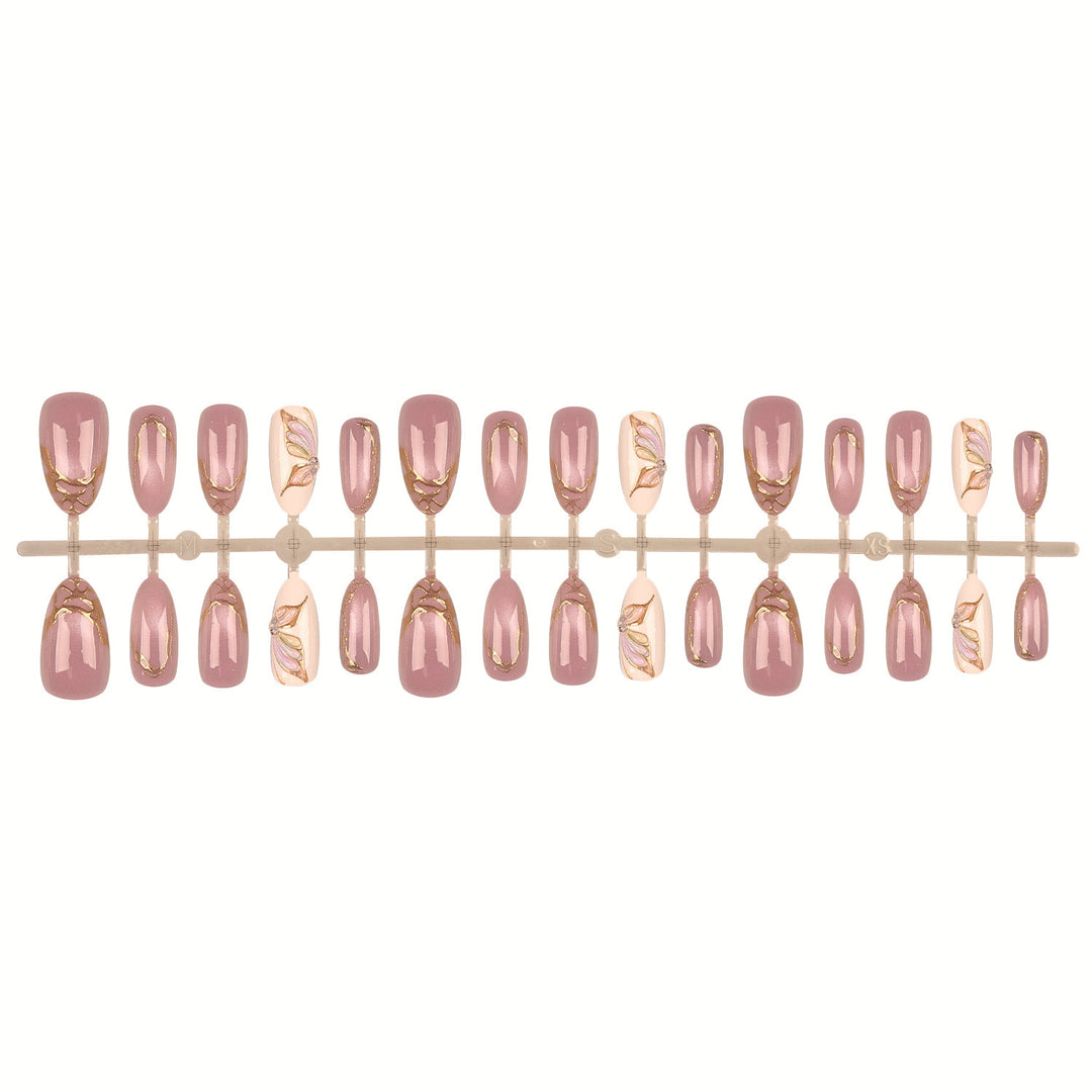 Floral-Inspired Press-On Nail Tips Set