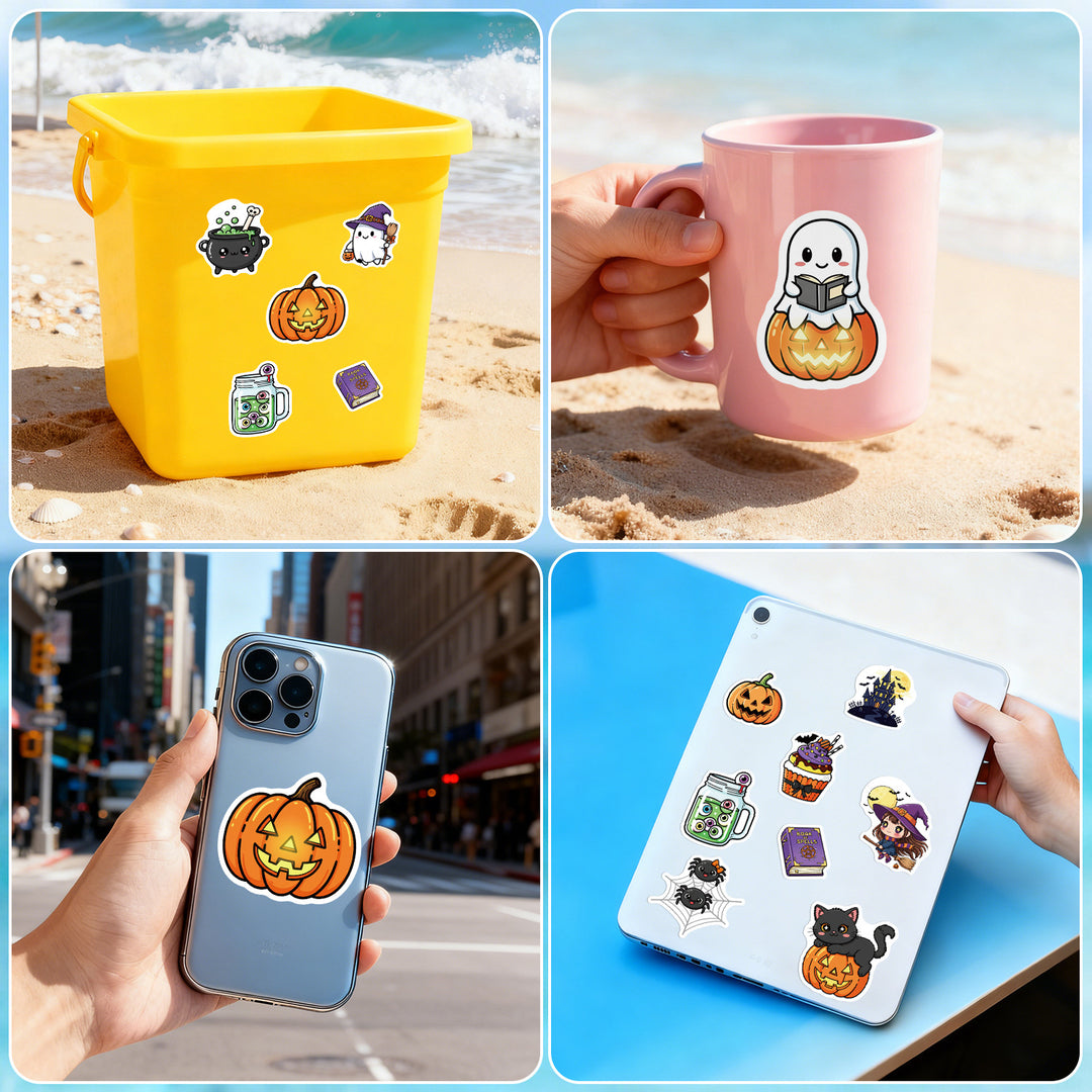 Kawaii Halloween Vinyl Sticker Set Waterproof, removable sticker pack for laptop, scrapbooking and gift decoration
