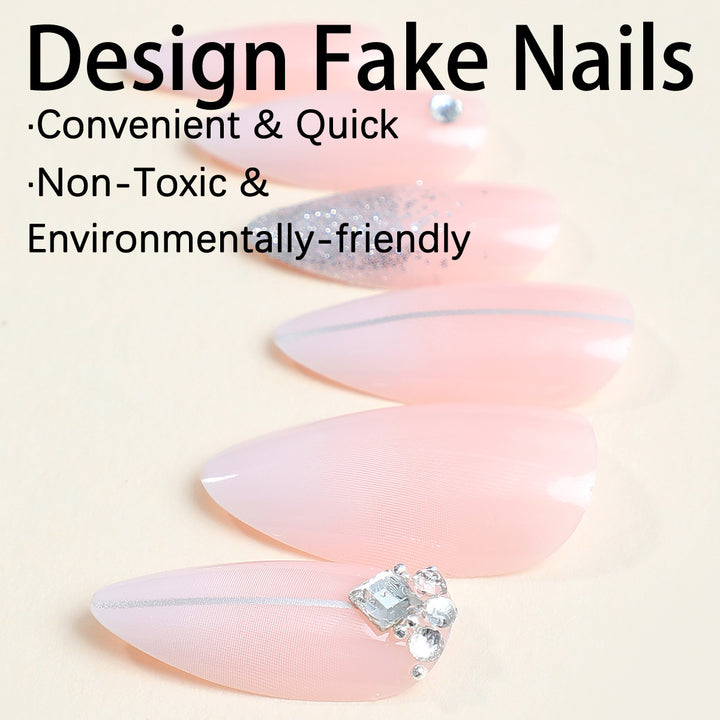 Artificial nail set with elegant glitter accents Kalsten