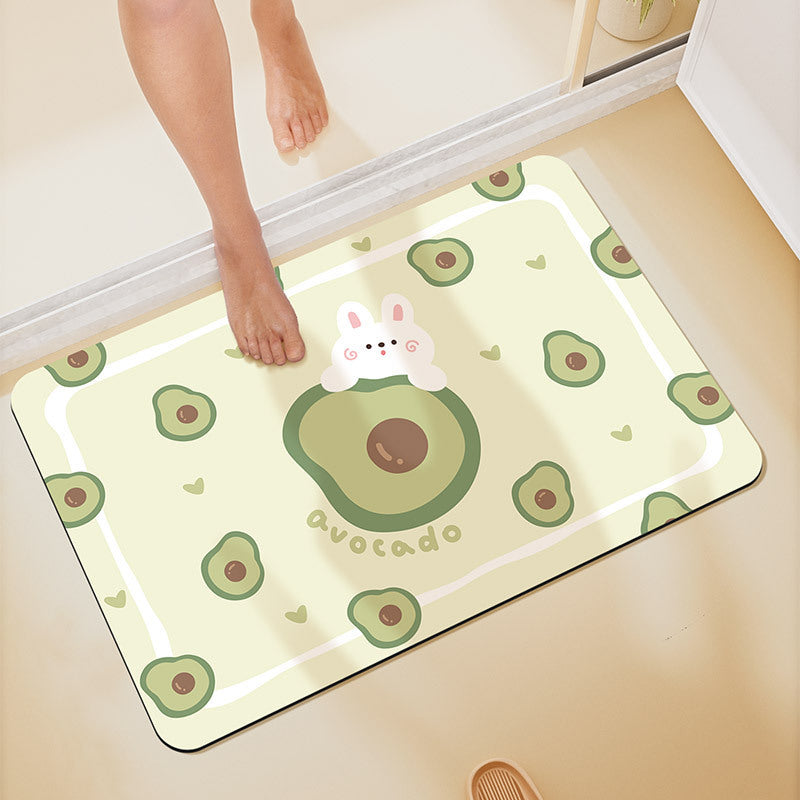 Playful Avocado-Themed Floor Mat