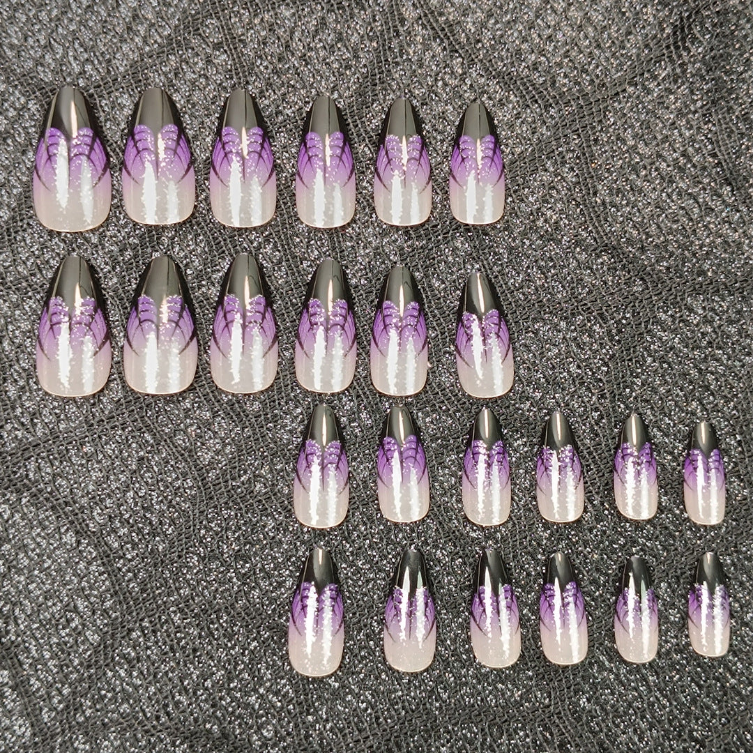 Artistic Press-On Nail Set with Lavender Ombre Design Kalsten