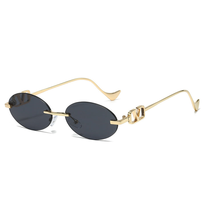 Stylish Oval Frame Sunglasses with Decorative Accents Kalsten