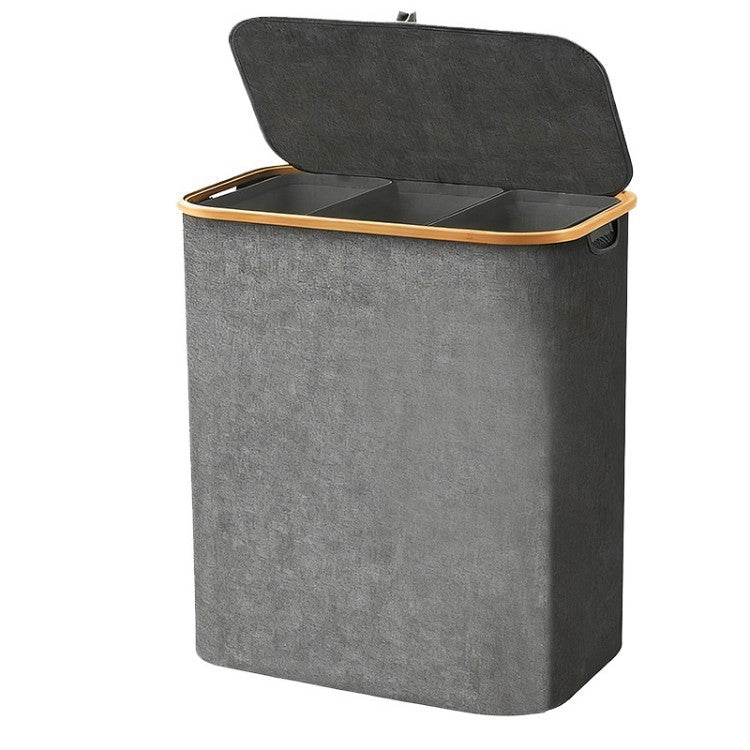 Laundry separation system with bamboo lid and multiple compartments Kalsten