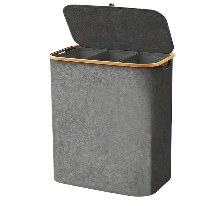 Laundry separation system with bamboo lid and multiple compartments Kalsten