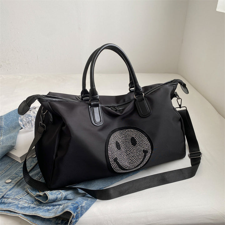 Fashionable Multi-Pocket Smile Print Duffle Bag Kalsten