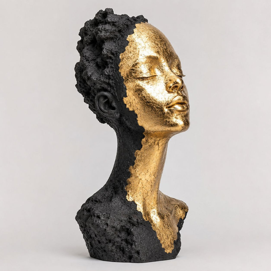Artistic Gold and Black Decorative Bust Sculpture