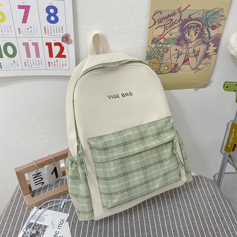 Casual Plaid Pattern Backpack Kalsten