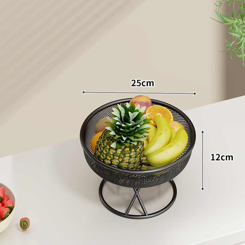 Elevated Mesh Metal Fruit Bowl Pedestal Organizer