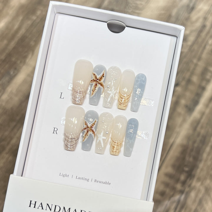 Handmade Coastal-Inspired Press-On Nail Set Kalsten