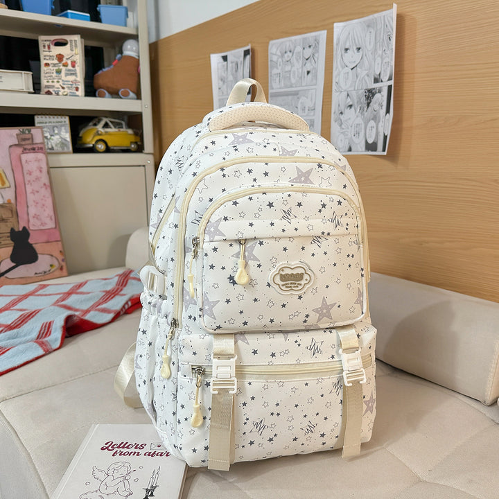 Trendy Star Print Multi-Compartment Backpack