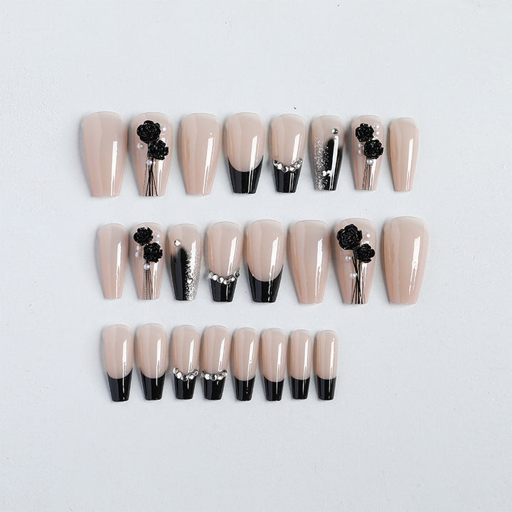 Decorative Rhinestone-Embedded Press-On Nails Kalsten