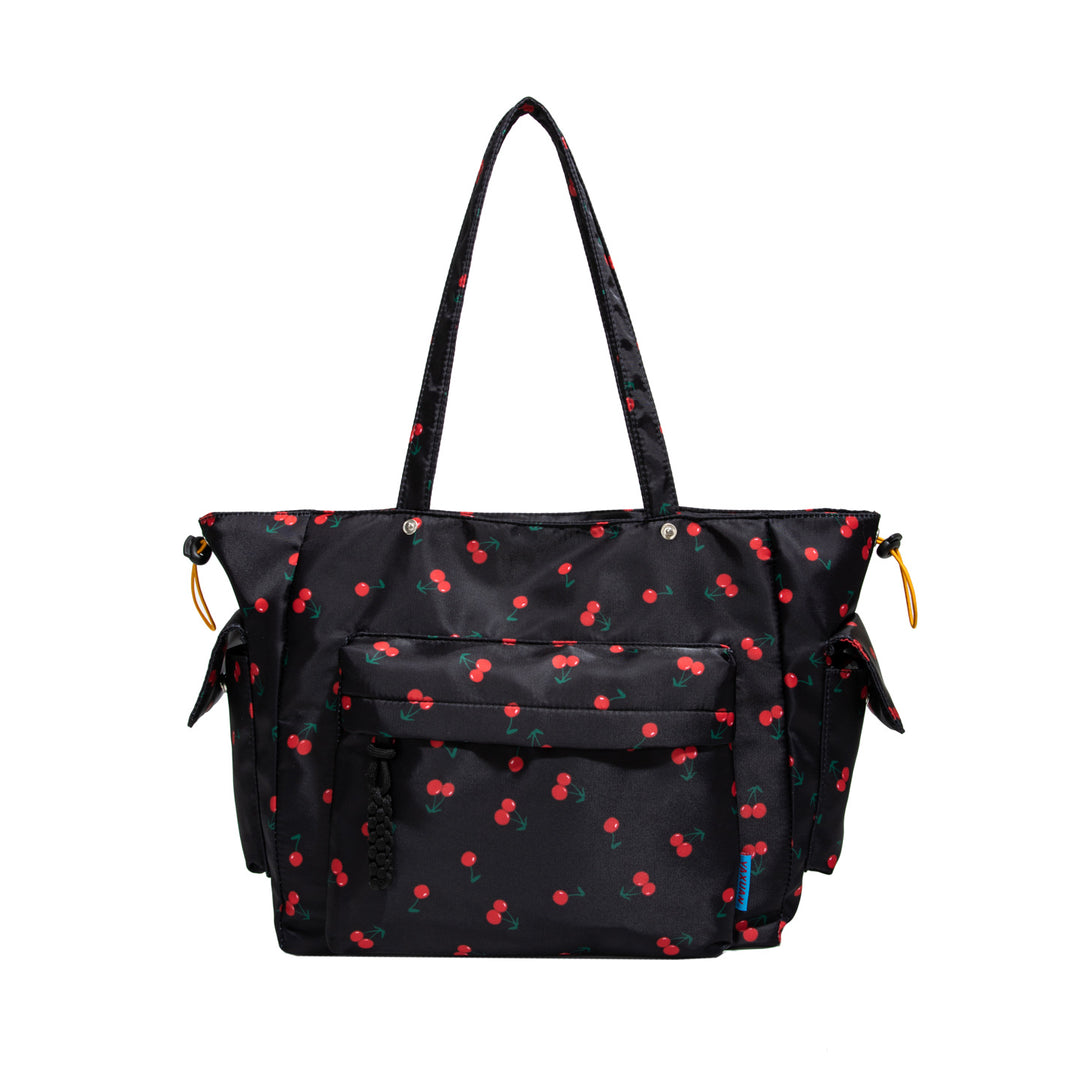 Cherry Print Multi-Pocket Tote Bag Kalsten