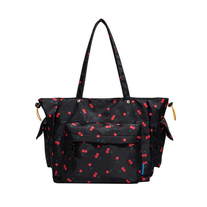 Cherry Print Multi-Pocket Tote Bag Kalsten