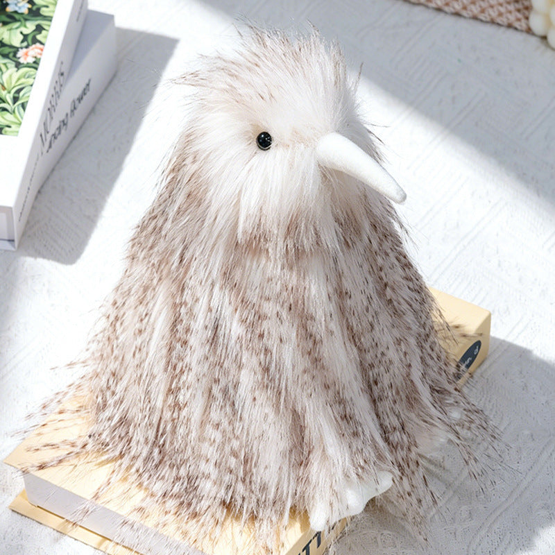 Long-Haired Faux-Fur Decorative Bird Plush Figurine with Soft Beak & Stable Base Kalsten