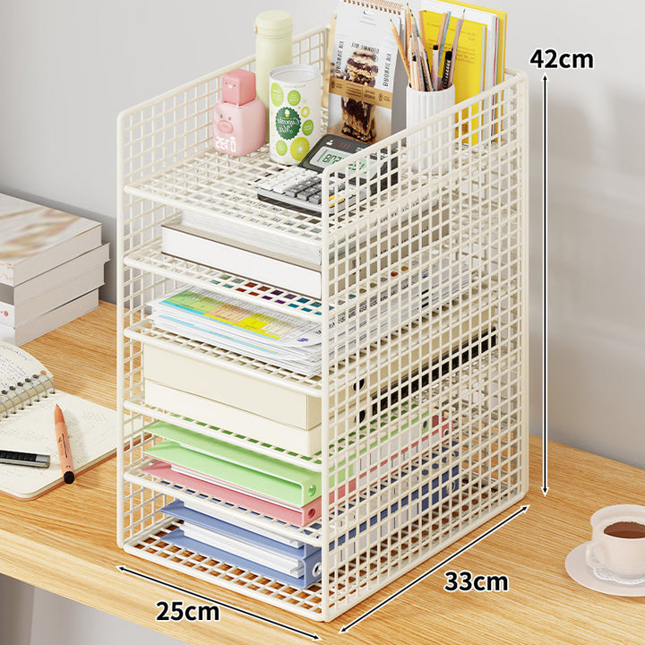 Mesh Two-Tier Desktop Document and Stationery Organizer