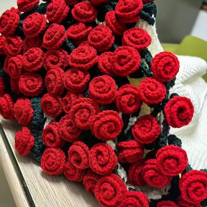 Crocheted Rose Floral Throw Blanket