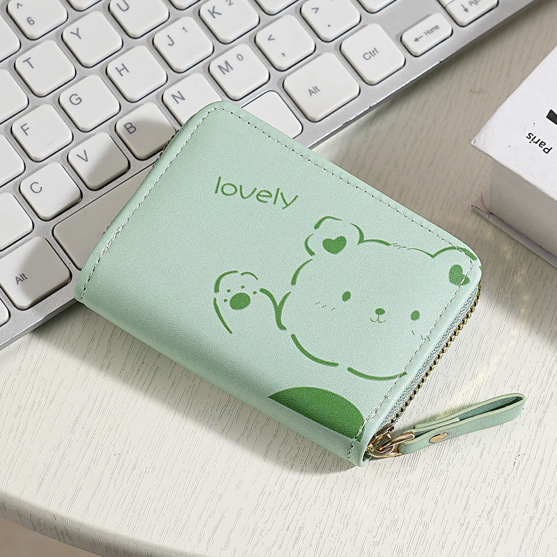 Playful Cartoon Pattern Zippered Wallet