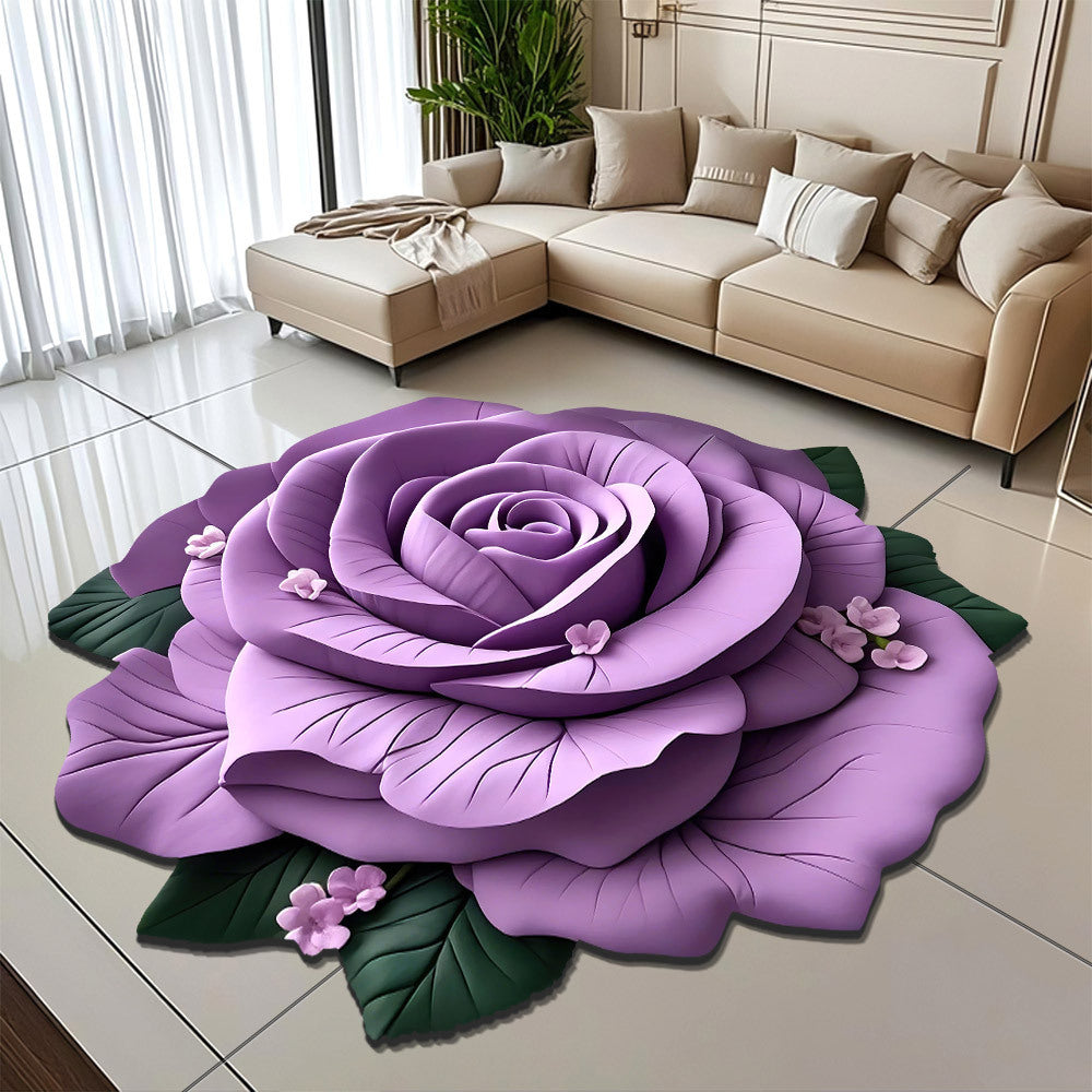 Floral-Themed Plush Area Rug