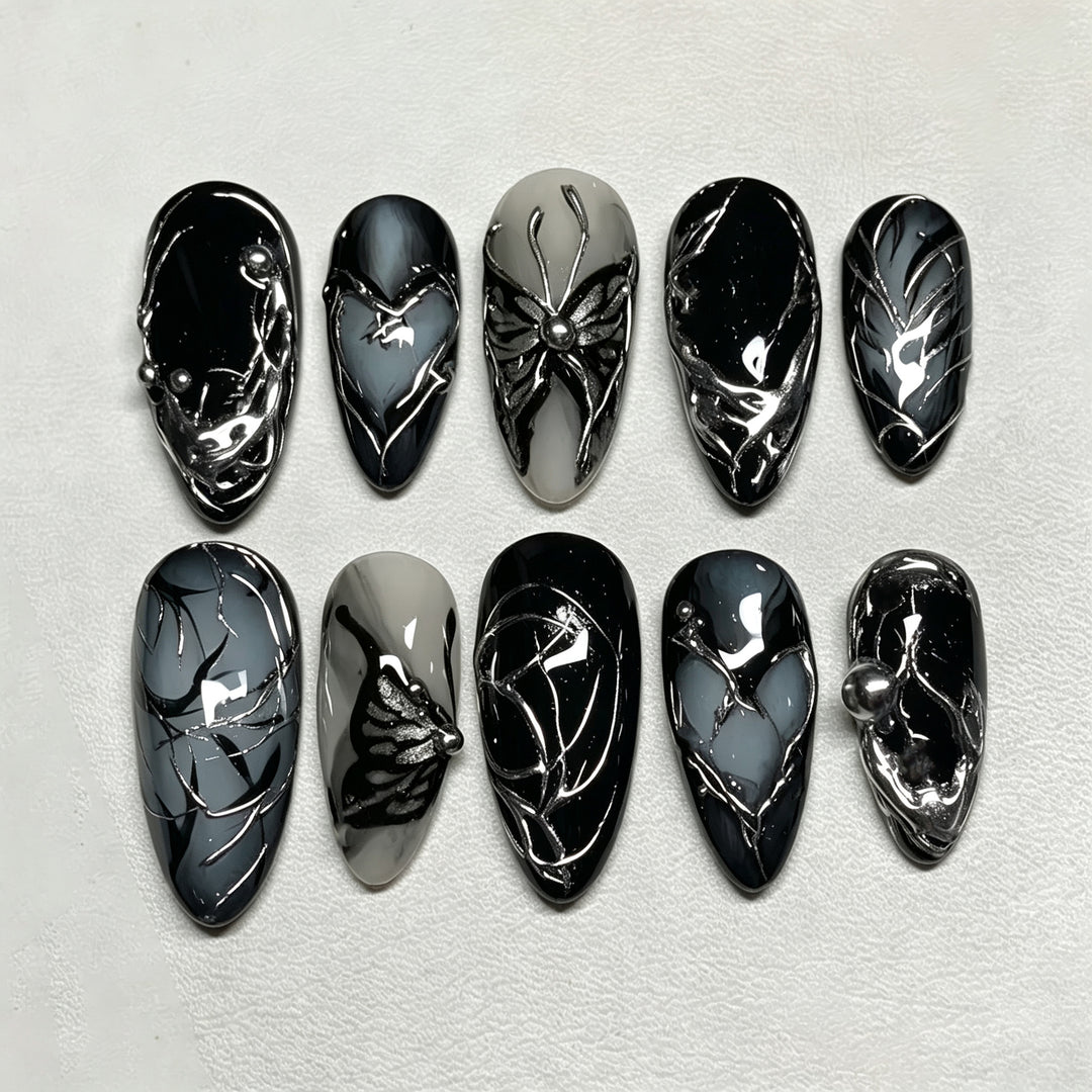 Artistic Gothic-Inspired Press-On Nail Set Kalsten