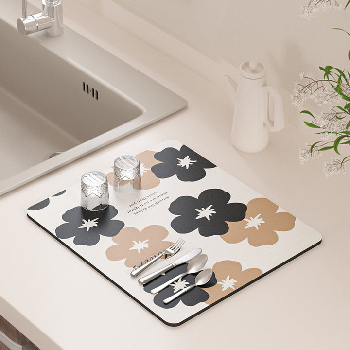 Floral Design Kitchen Drying Mat