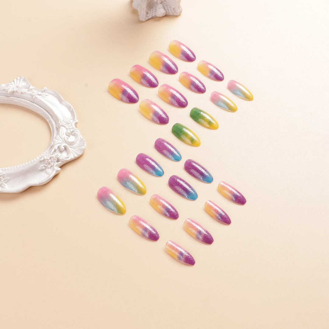 Colorful Ombre Glitter Press-On Nails Kalsten