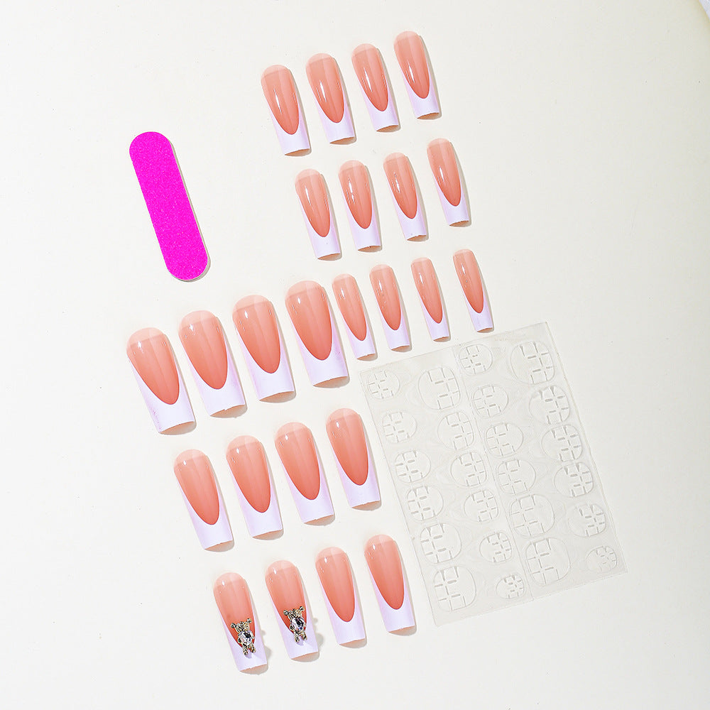 Elegant 3D French Tip Acrylic Nail Art Extensions Kalsten