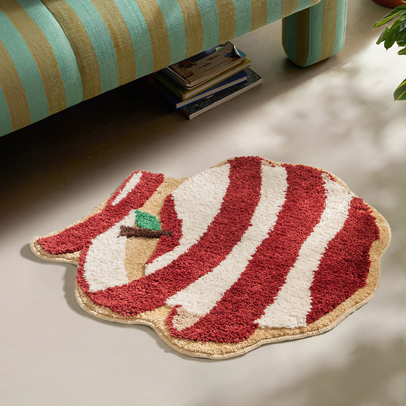 Hand-tufted decorative doormat in apple shape made of cotton blend with non-slip bottom Kalsten