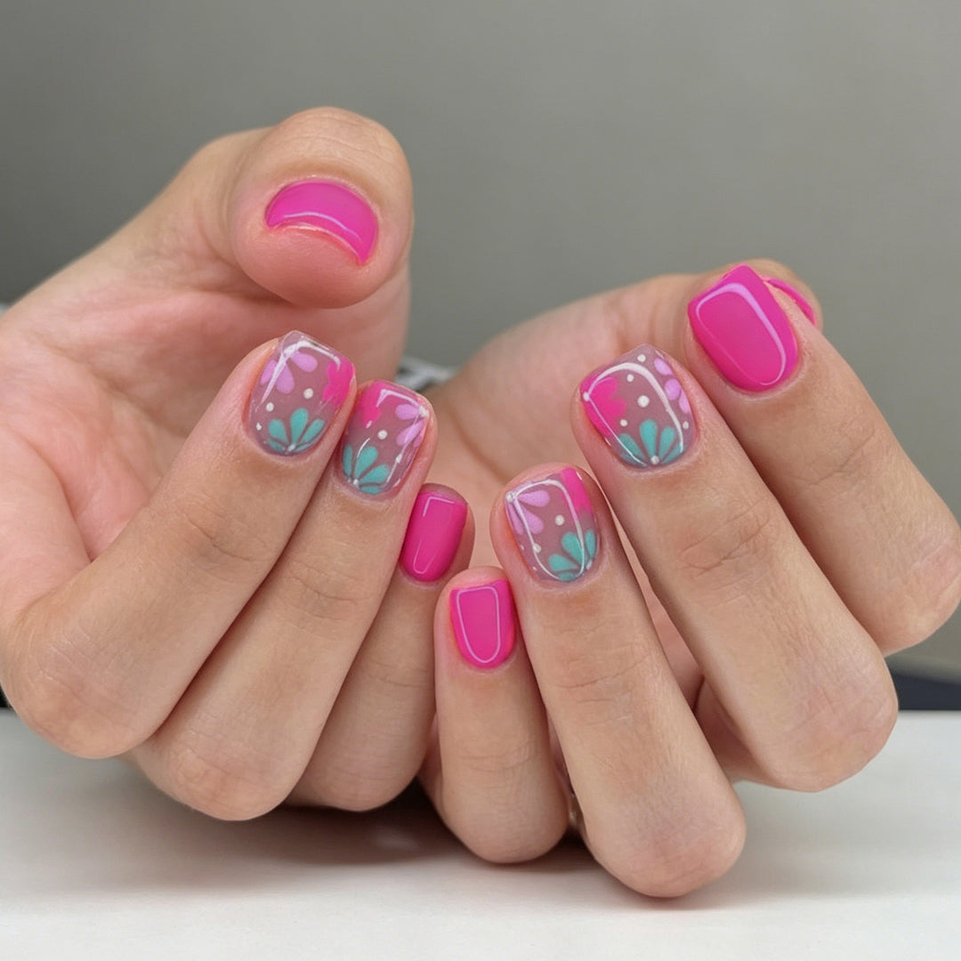 Artistic Floral Gel Nail Art Kalsten