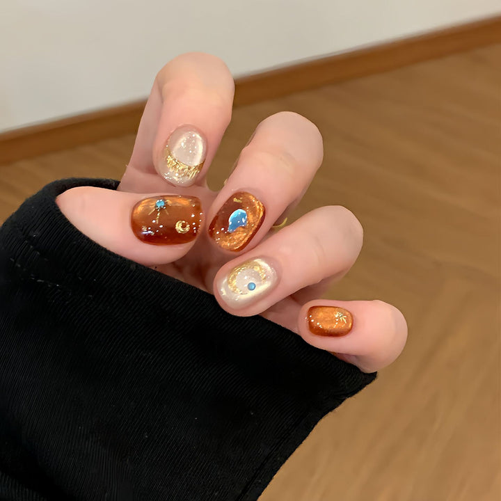 Artificial nails with glamorous metallic effect Kalsten