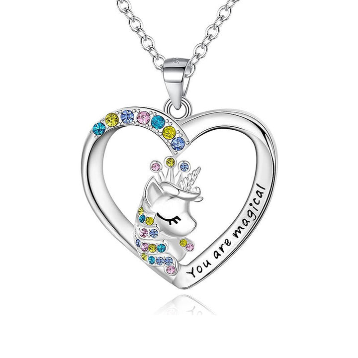 Enchanted Unicorn Heart Pendant Necklace Kalsten