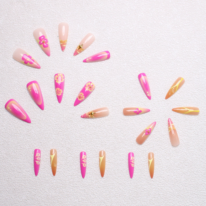 Artistic nail tips with floral and abstract designs Kalsten