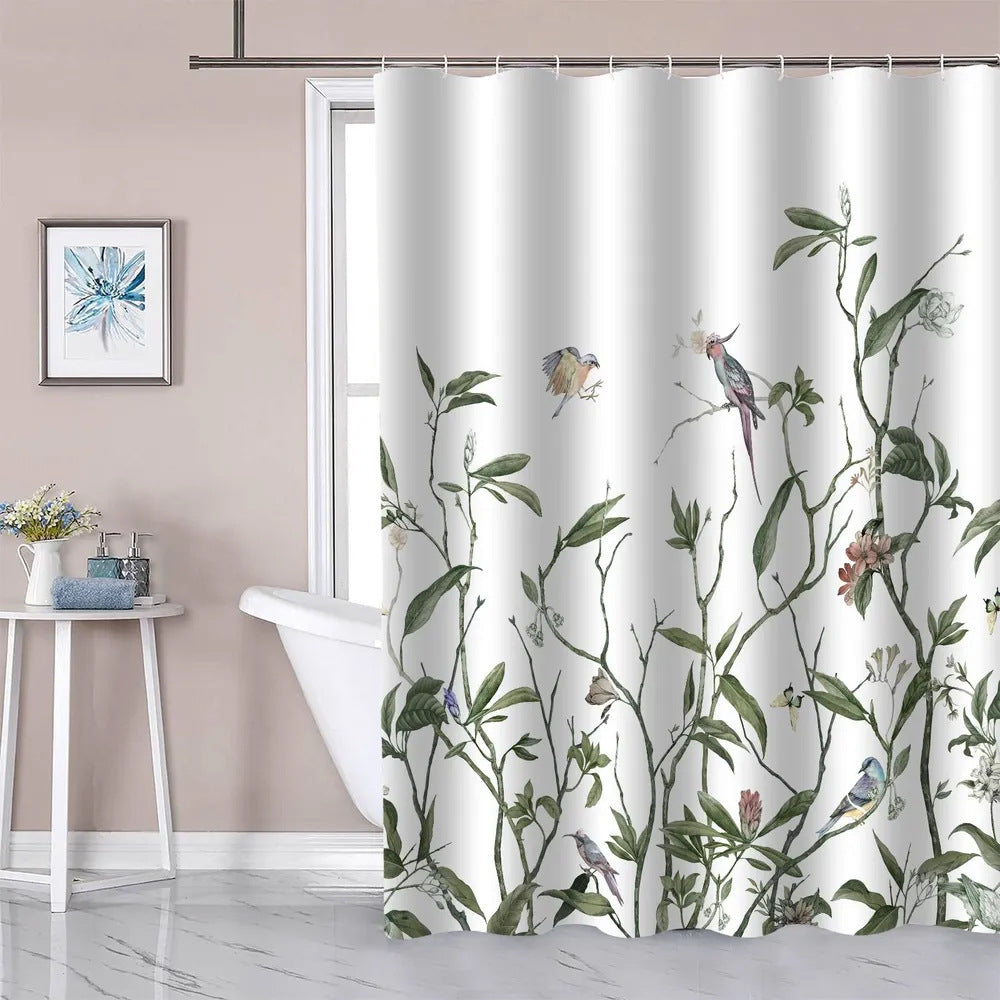 Tropical Leaf Pattern Shower Curtain Kalsten