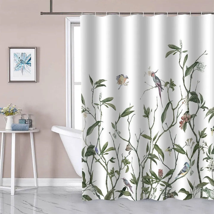 Tropical Leaf Pattern Shower Curtain Kalsten