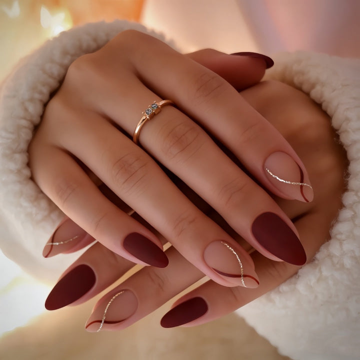 Premium Artificial Nails with Creative Matte Finish and Elegant Decorations Kalsten