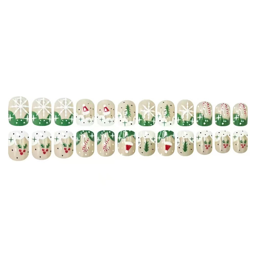 Artificial nail set with Christmas motifs and glitter accents Kalsten