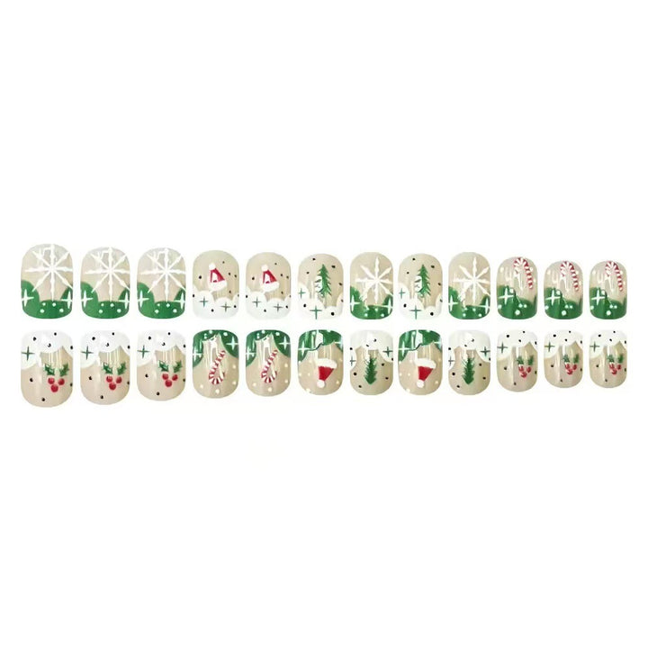 Artificial nail set with Christmas motifs and glitter accents Kalsten