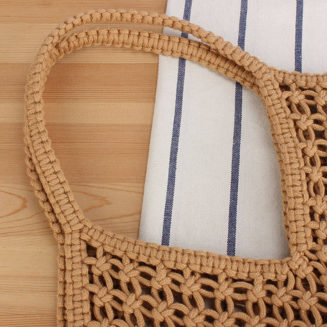 Hand-knotted tote bag with fringes Kalsten