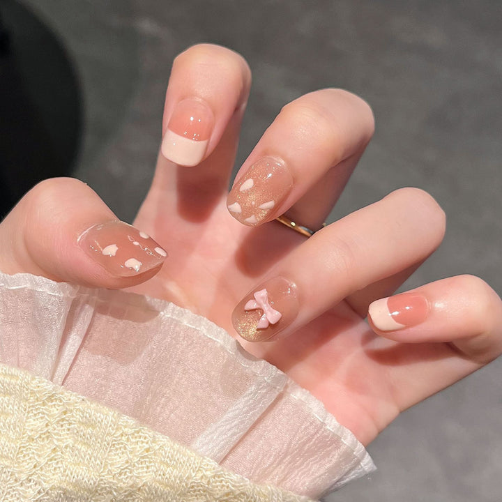 Elegant Decorative Press-On Nail Extensions with Pearls Kalsten