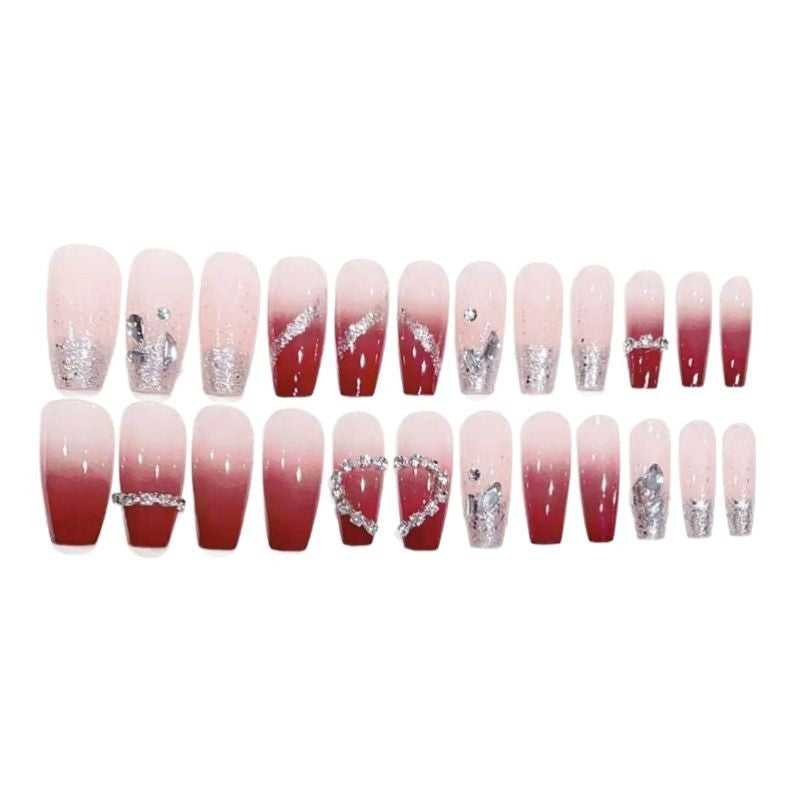 Artificial artificial fingernails with elegant heart accents Kalsten