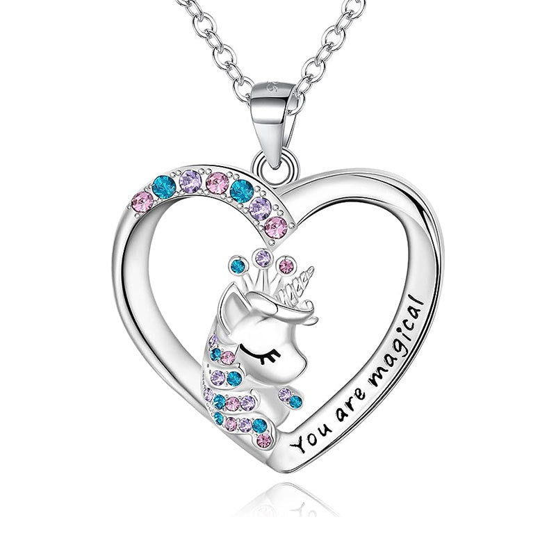 Enchanted Unicorn Heart Pendant Necklace Kalsten