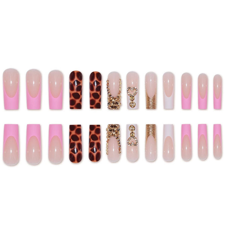 Glamorous Decorative Long Press-On Nails with Metallic Accents Kalsten
