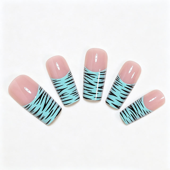 Artistic Long French Tip Nail Art Wraps Kalsten