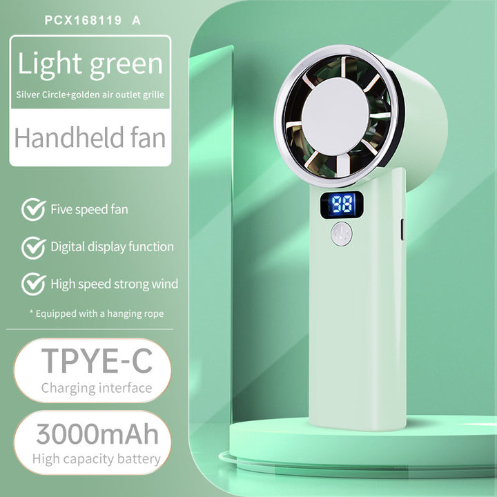 Ladies handheld fan with digital display and 3000mAh battery Kalsten