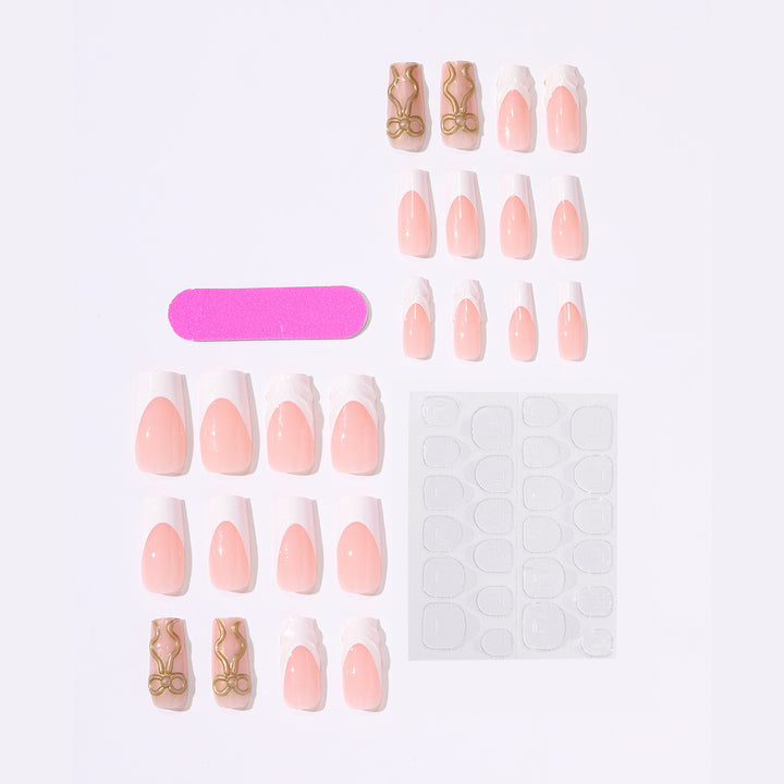 Artificial nail set with luxurious golden accents and elegant design Kalsten