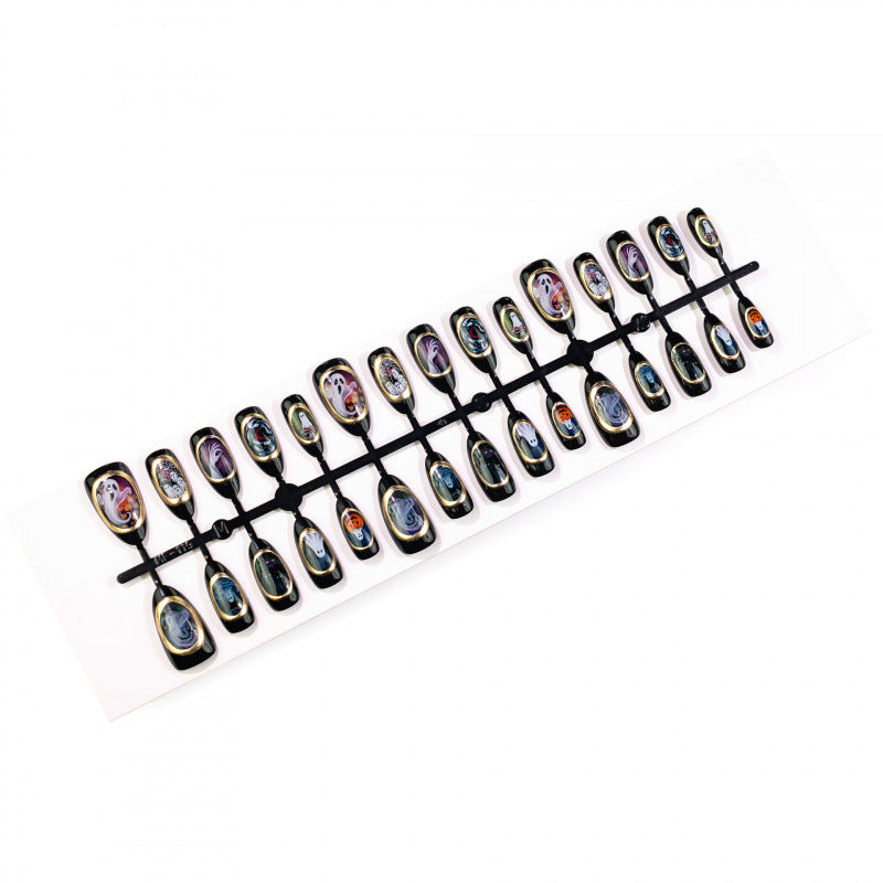 Artistic Halloween-Themed Press-On Nail Set 1790738841